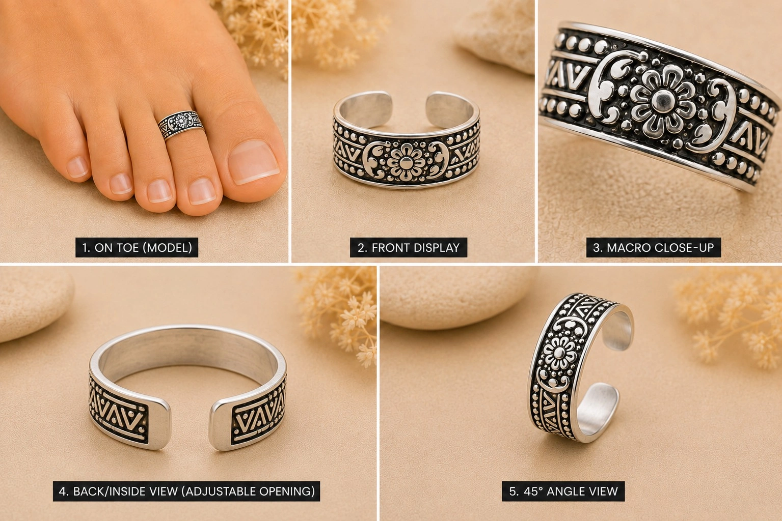 Heritage Bloom Toe Ring 4