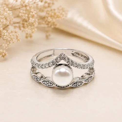 Regina Crown Pearl Ring – 925 Sterling Silver