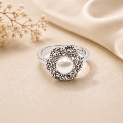 Rosalie Pearl Rose Ring – 925 Sterling Silver