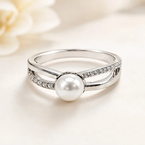 Sienna Split Pearl Ring – 925 Sterling Silver
