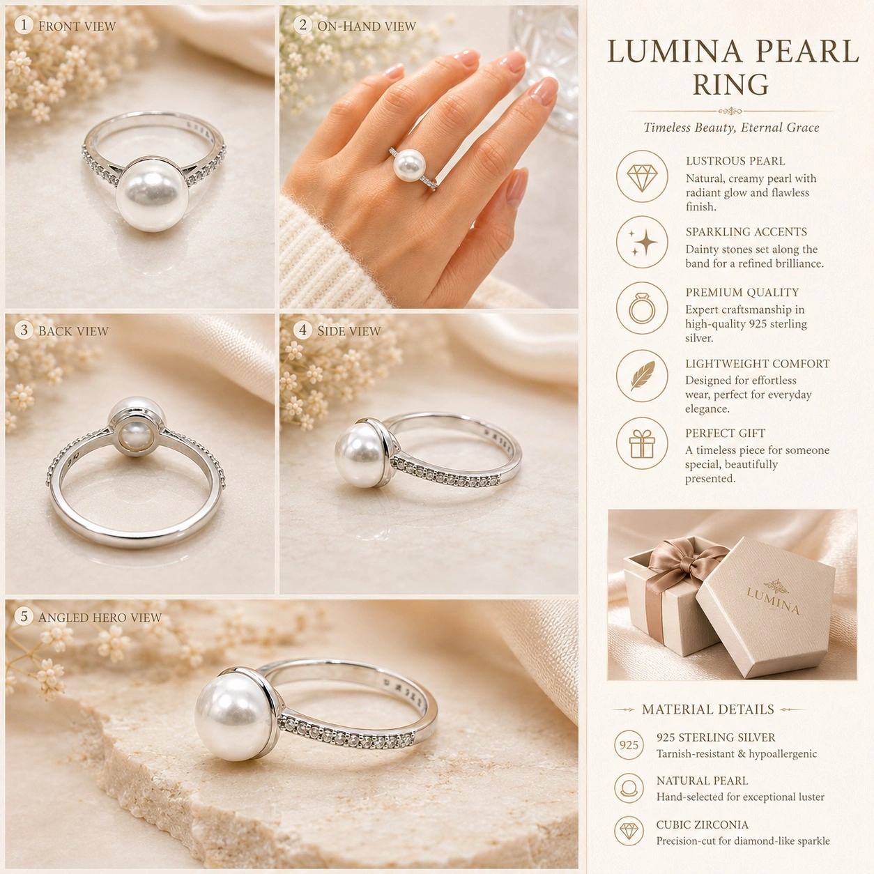 Bianca Pearl Ring – 925 Sterling Silver 04