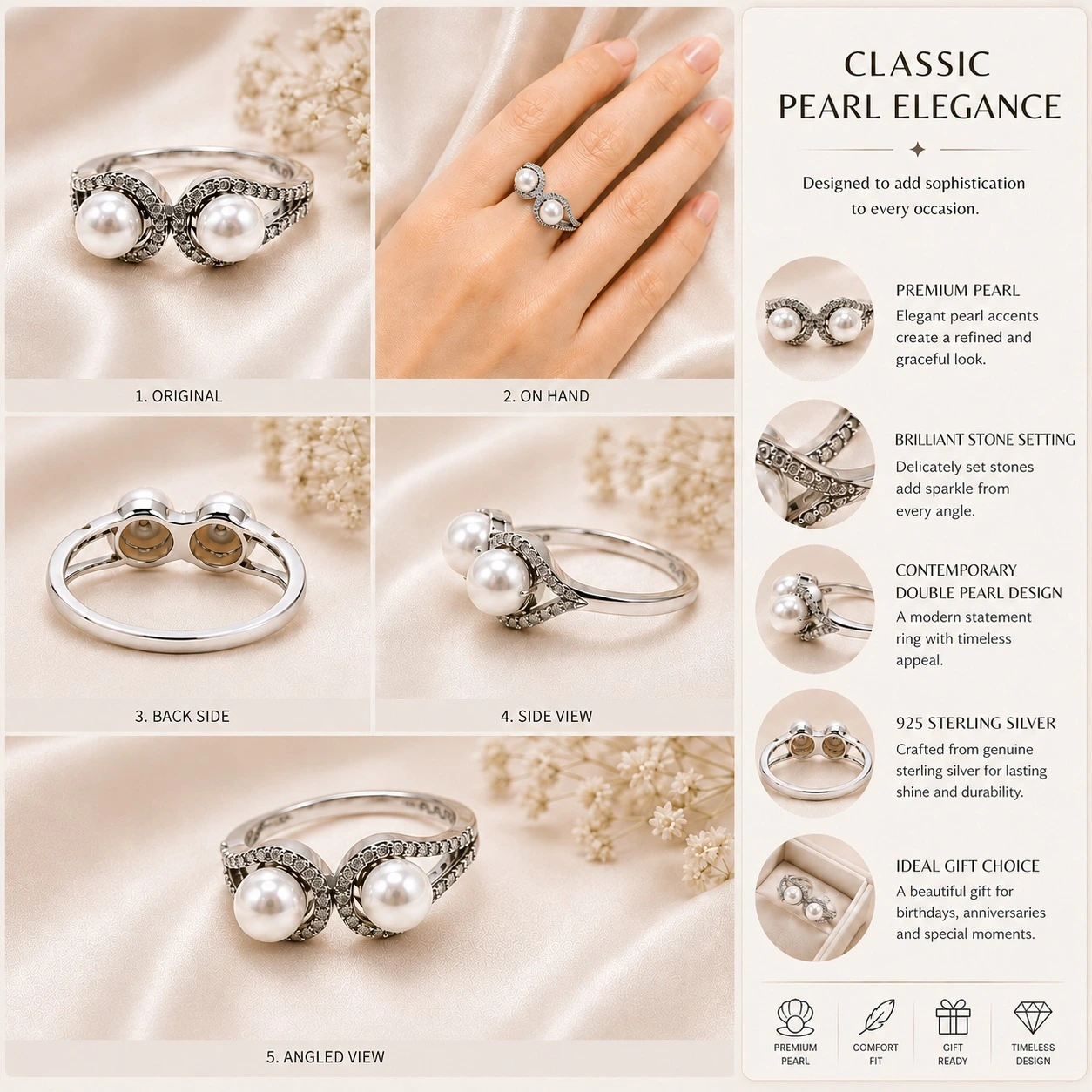 Elegant Celeste Twin Pearl Ring – 925 Sterling Silver (5)