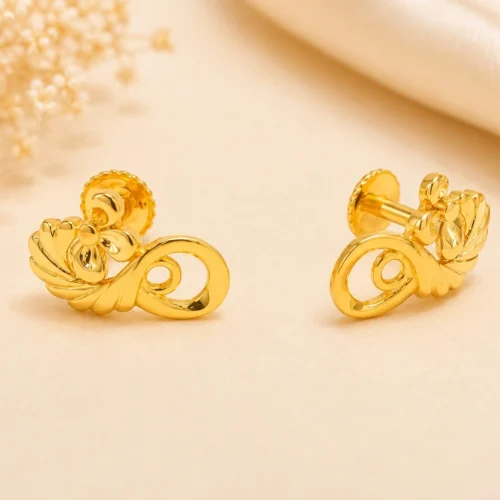Golden Bloom Swirl Stud Earrings
