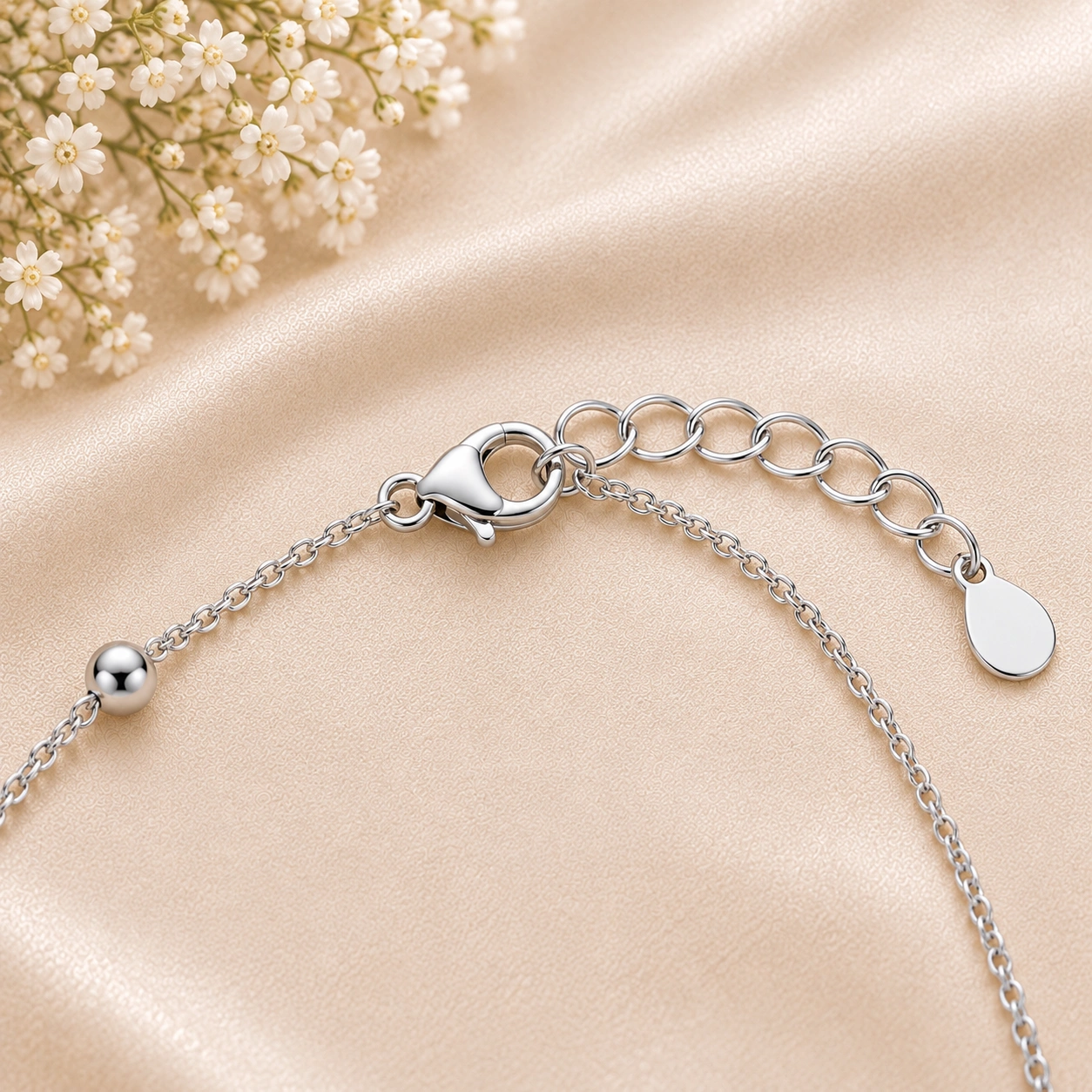 Candy Bloom Floral Silver Anklet Pair 5