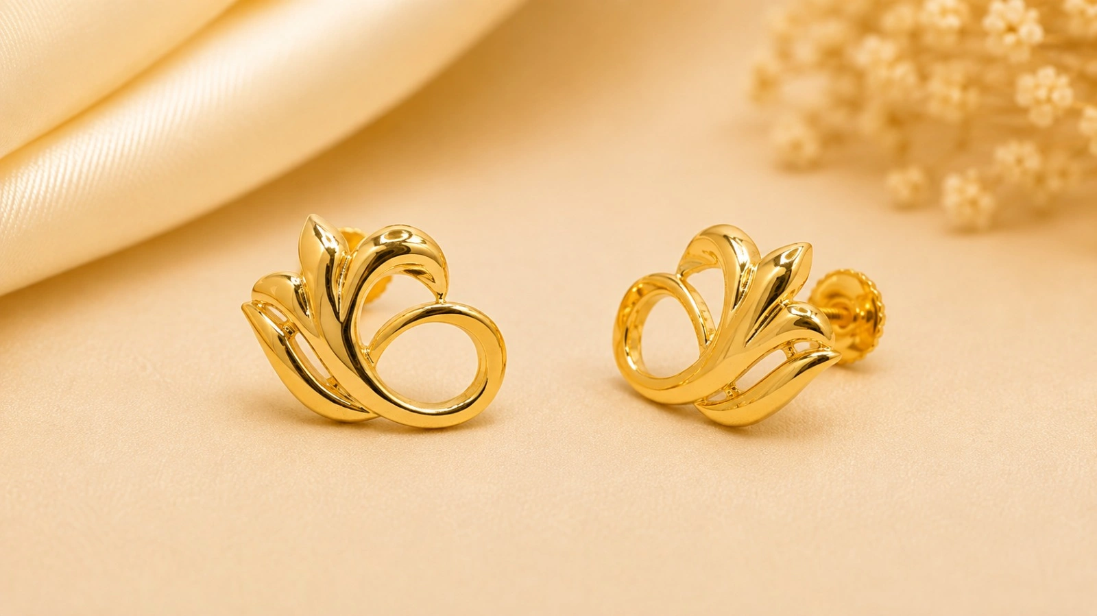 Lotus Swirl Gold Top Earrings 1