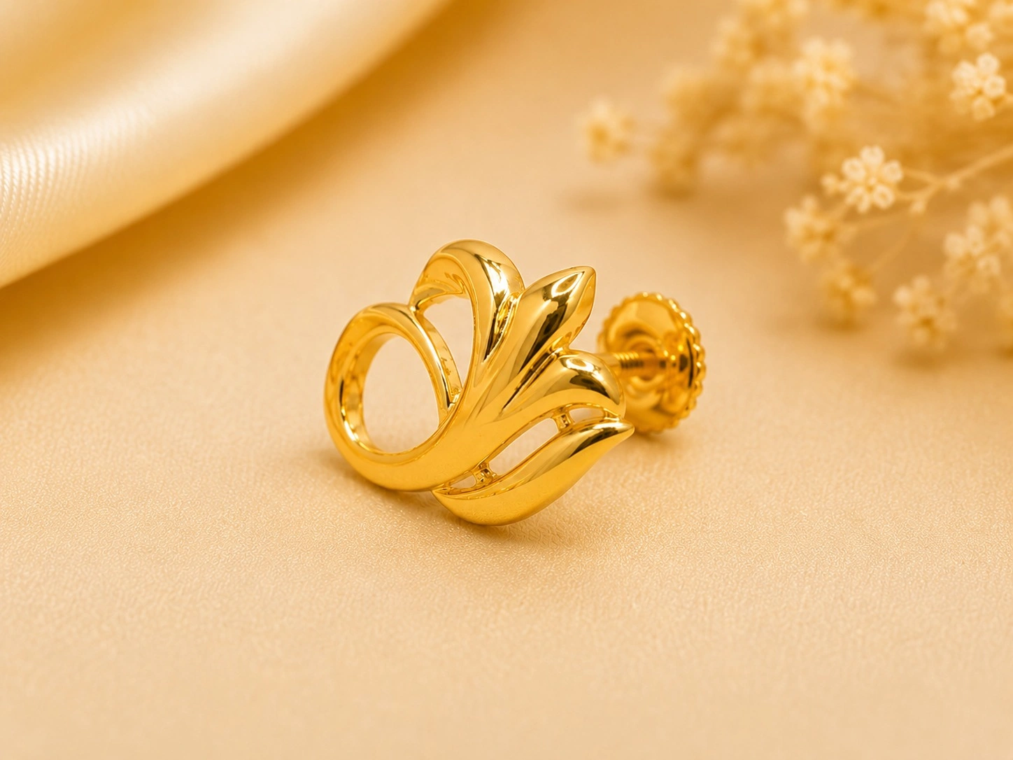 Lotus Swirl Gold Top Earrings 2