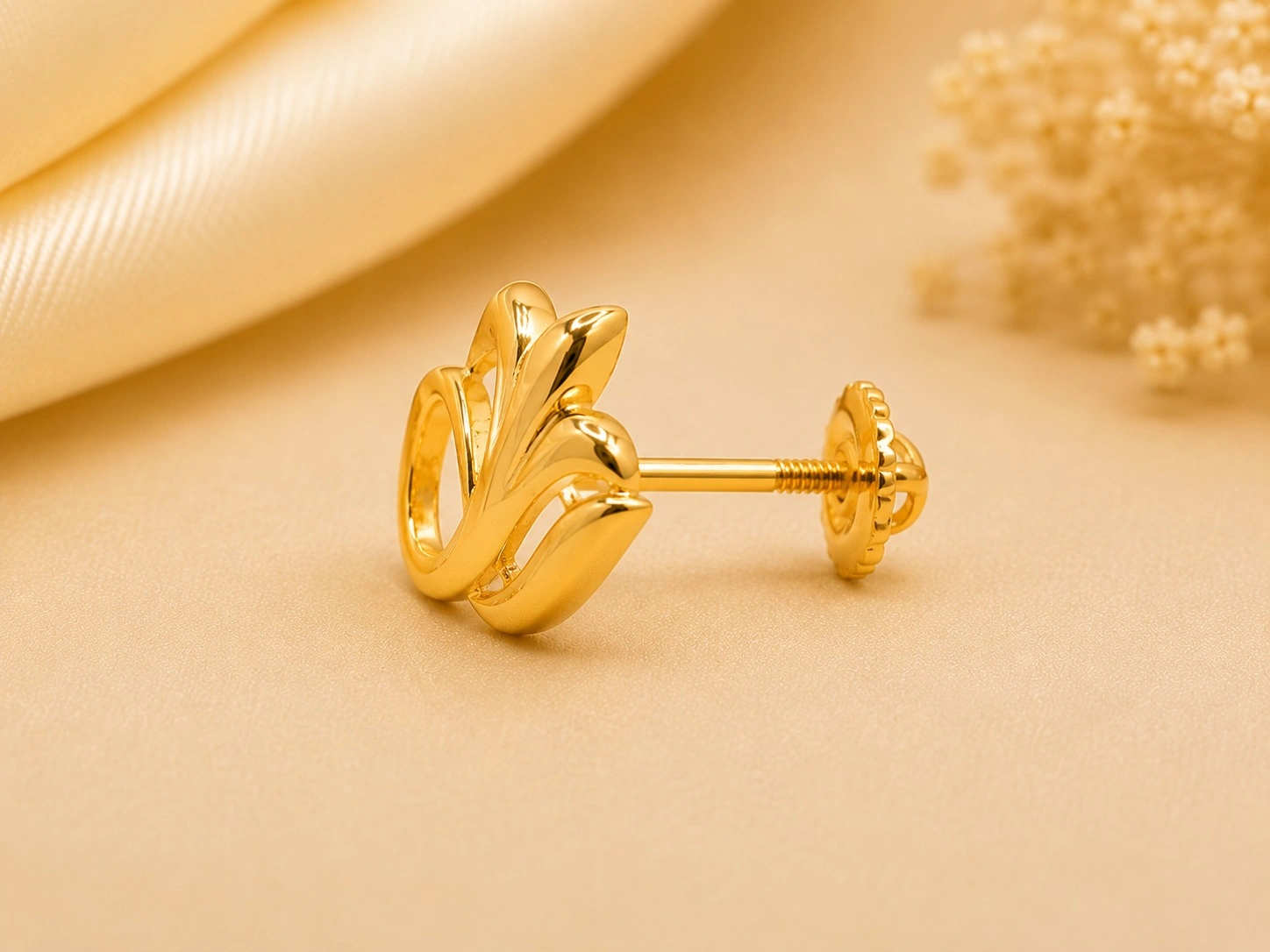 Lotus Swirl Gold Top Earrings 4